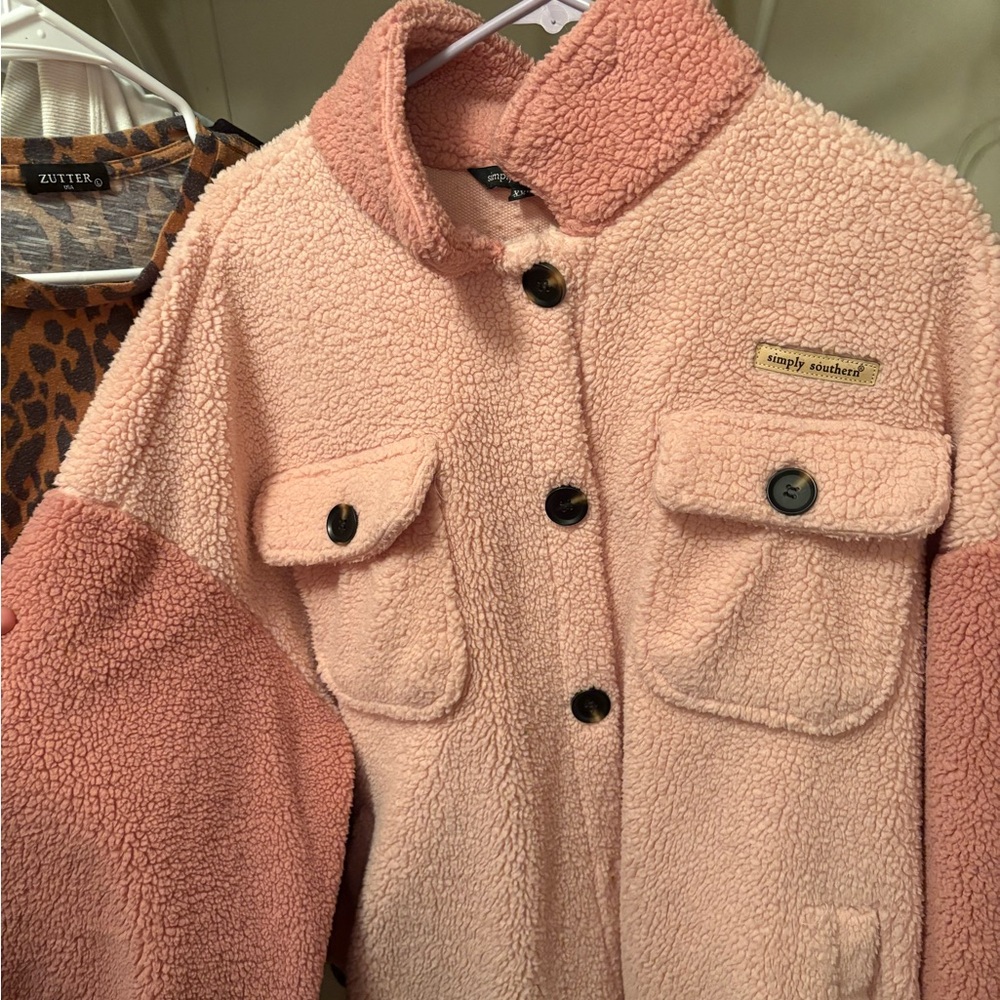 Simply Southern Blush and Rose Sherpa Jacket